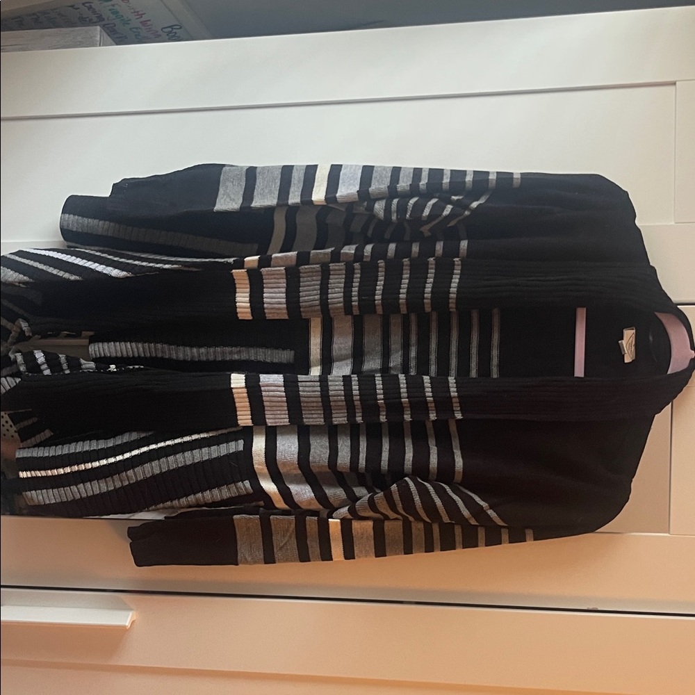 Striped Black and Gray Cardigan